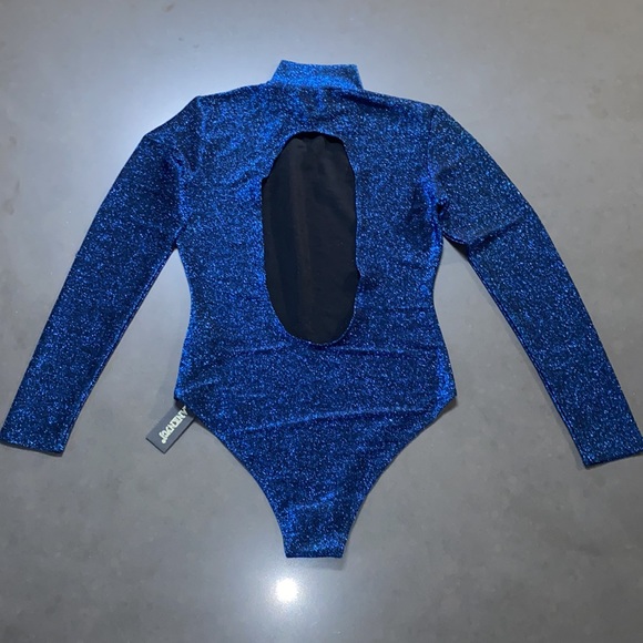 NWT BLANKNYC Denim Star Woman Shimmer Mock Neck Bodysuit - Picture 7 of 12